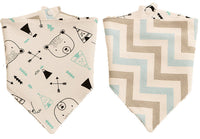 HKM-865171 Double-Sided Cotton Triangle Scarf for Kids - Colorful Printed Bib with Fun Designs