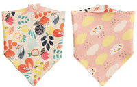 HKM-865171 Double-Sided Cotton Triangle Scarf for Kids - Colorful Printed Bib with Fun Designs