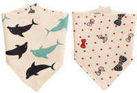 HKM-865171 Double-Sided Cotton Triangle Scarf for Kids - Colorful Printed Bib with Fun Designs