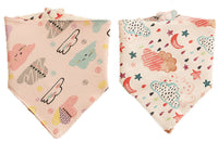 HKM-865171 Double-Sided Cotton Triangle Scarf for Kids - Colorful Printed Bib with Fun Designs