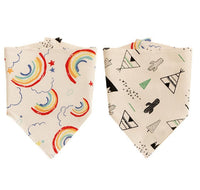HKM-865171 Double-Sided Cotton Triangle Scarf for Kids - Colorful Printed Bib with Fun Designs