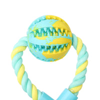 HKM-920787 Bite-Resistant Rubber Dog Toy with Cotton Rope and Snack Compartment