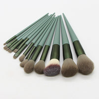 HKM-836179 13 Four Seasons Green Makeup Brush Set with Man-Made Fiber Wool and Plastic Handle
