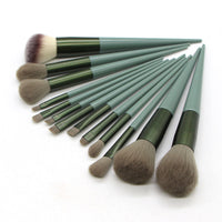 HKM-836179 13 Four Seasons Green Makeup Brush Set with Man-Made Fiber Wool and Plastic Handle