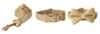HKM-299859 Nude Love Velvet Dog Bow Tie Collar with Matching Leash - Cotton Material, Multiple Sizes