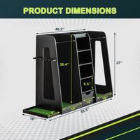 HKM-797779 Wooden Golf Bag Organizer and Storage Rack with Drawers, 2-Bag Holder, Easy Assembly, Black Finish