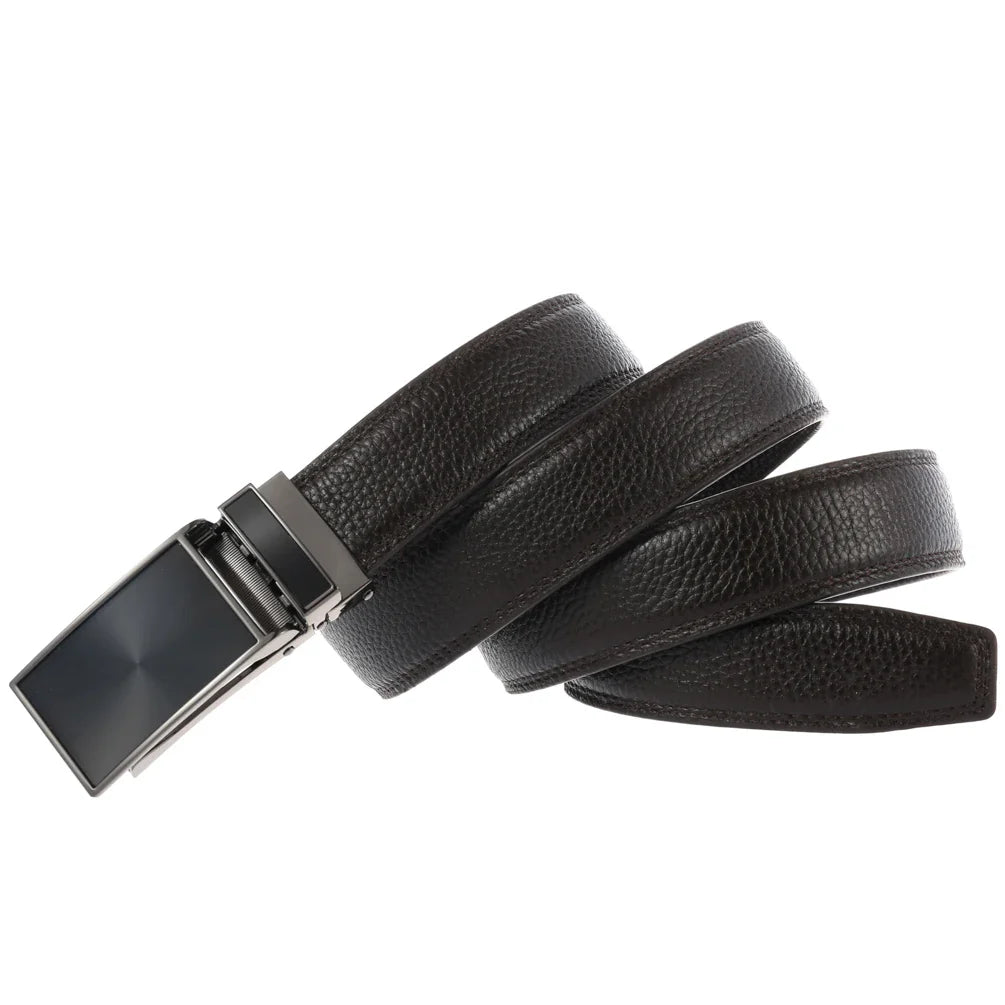 HKM-593939 Automatic Buckle Genuine Leather Belt - Model LY33-30001-5