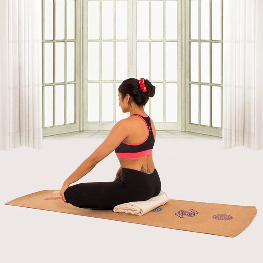 HKM-053011 7 Chakra Cork Yoga Mat for Balanced Energy and Eco-Friendly Practice