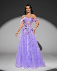 HKM-711187 Elegant Purple Evening Dress for Women - EZ25109