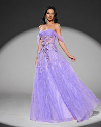 HKM-711187 Elegant Purple Evening Dress for Women - EZ25109