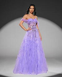 HKM-711187 Elegant Purple Evening Dress for Women - EZ25109