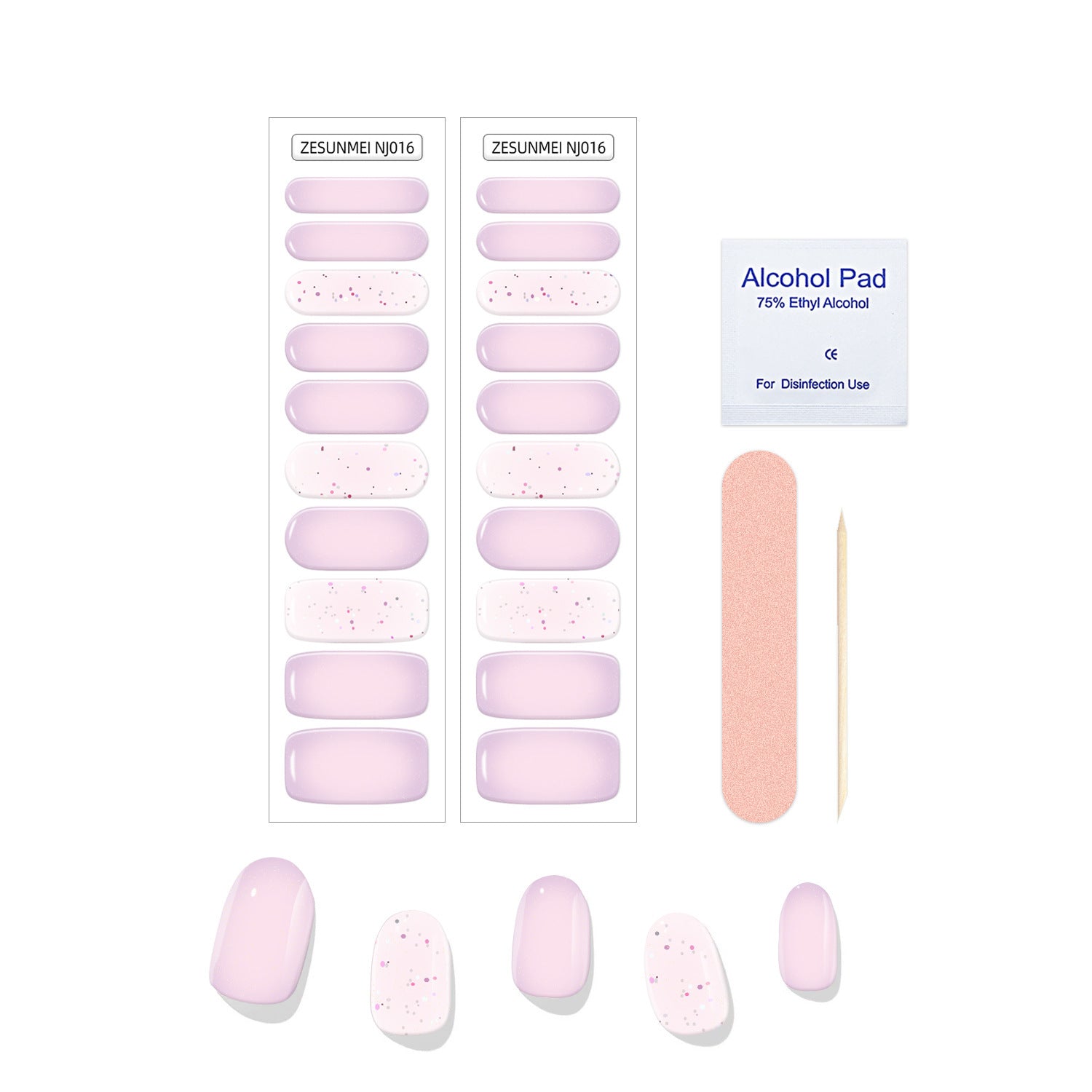 HKM-367635 Full Paste Waterproof Nail Stickers with Alcohol Pad and Nail File - Embossed Pattern Design