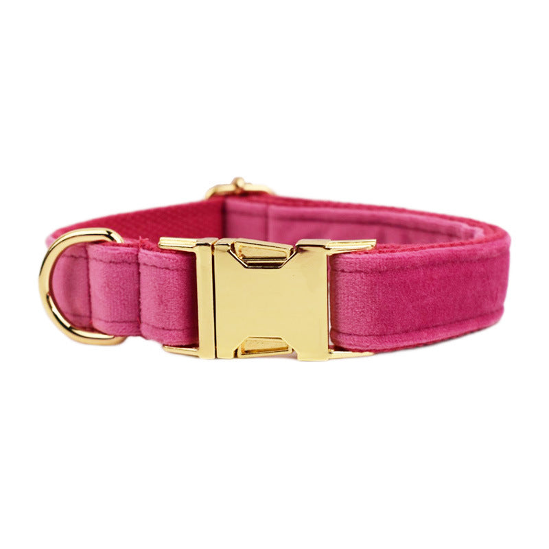 HKM-904659 Velvet Fabric Dog Collar with Leash, Bow, Flower, Dog Vest, and Poop Bag