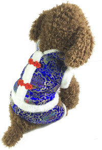HKM-532883 New Year¡¯s Tang Suit for Dogs ¨C Warm Silk Lining Cotton Four-Legged Outfit in Red and Blue