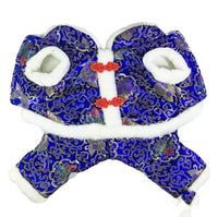 HKM-532883 New Year¡¯s Tang Suit for Dogs ¨C Warm Silk Lining Cotton Four-Legged Outfit in Red and Blue