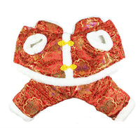 HKM-532883 New Year¡¯s Tang Suit for Dogs ¨C Warm Silk Lining Cotton Four-Legged Outfit in Red and Blue