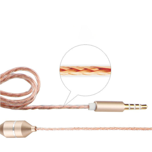 KTX-030739 Wired Earplug Headphones with Microphone and Radiation-Proof Air Duct – Rose Gold and Local Gold Options