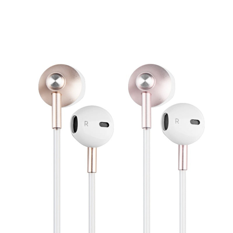 KTX-030739 Wired Earplug Headphones with Microphone and Radiation-Proof Air Duct – Rose Gold and Local Gold Options