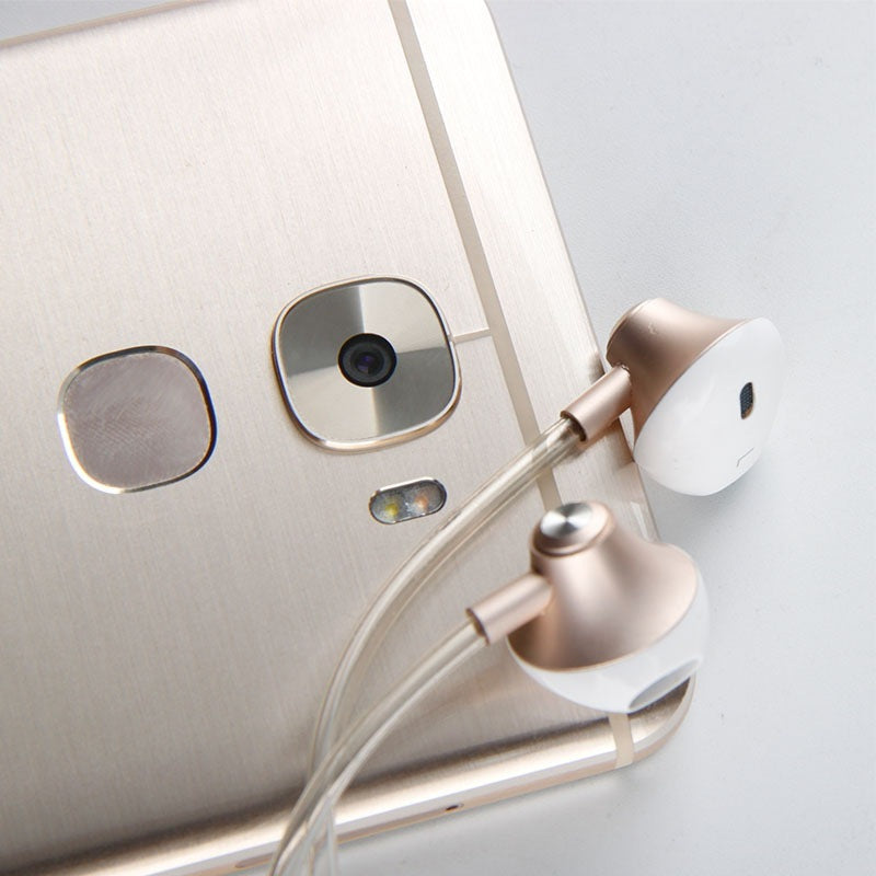 KTX-030739 Wired Earplug Headphones with Microphone and Radiation-Proof Air Duct – Rose Gold and Local Gold Options