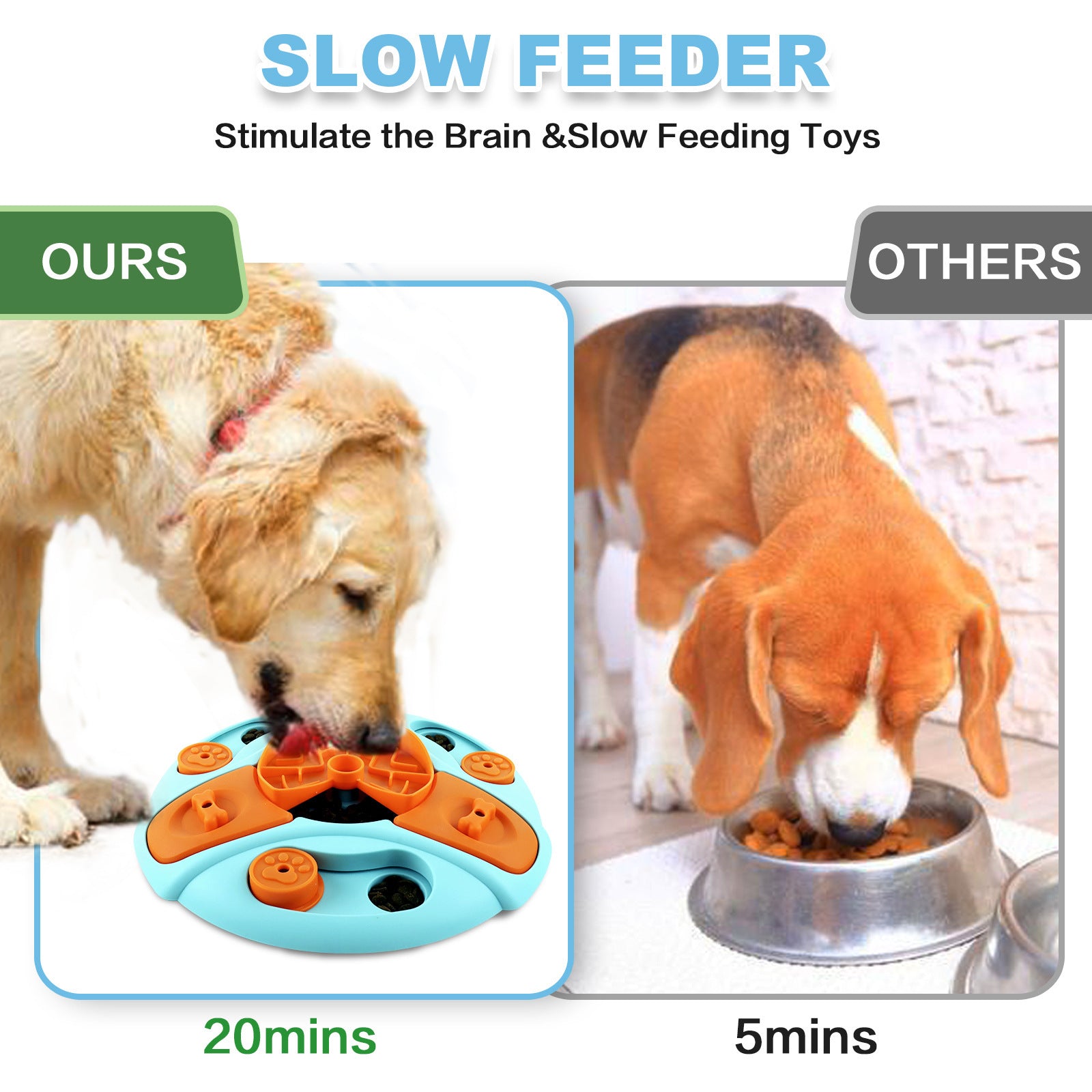 HKM-409171 Interactive Dog Puzzle Toy - Slow Feeder for Cognitive Development and Reduced Destructive Behavior, 28x28x4.5cm