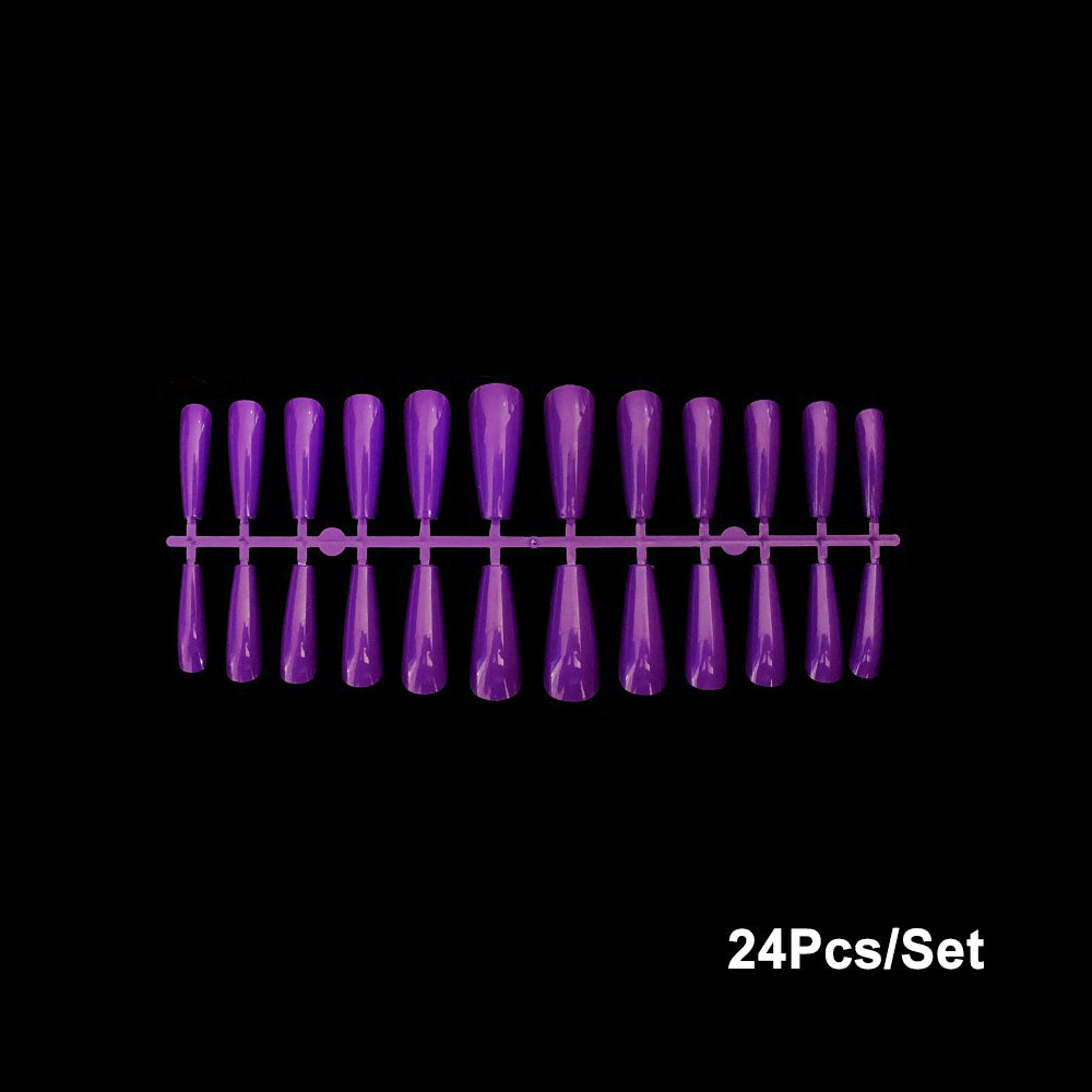 HKM-628627 24 Trapezoidal Long False Ballet Nails for Acrylic, Gel, or Fiberglass Designs
