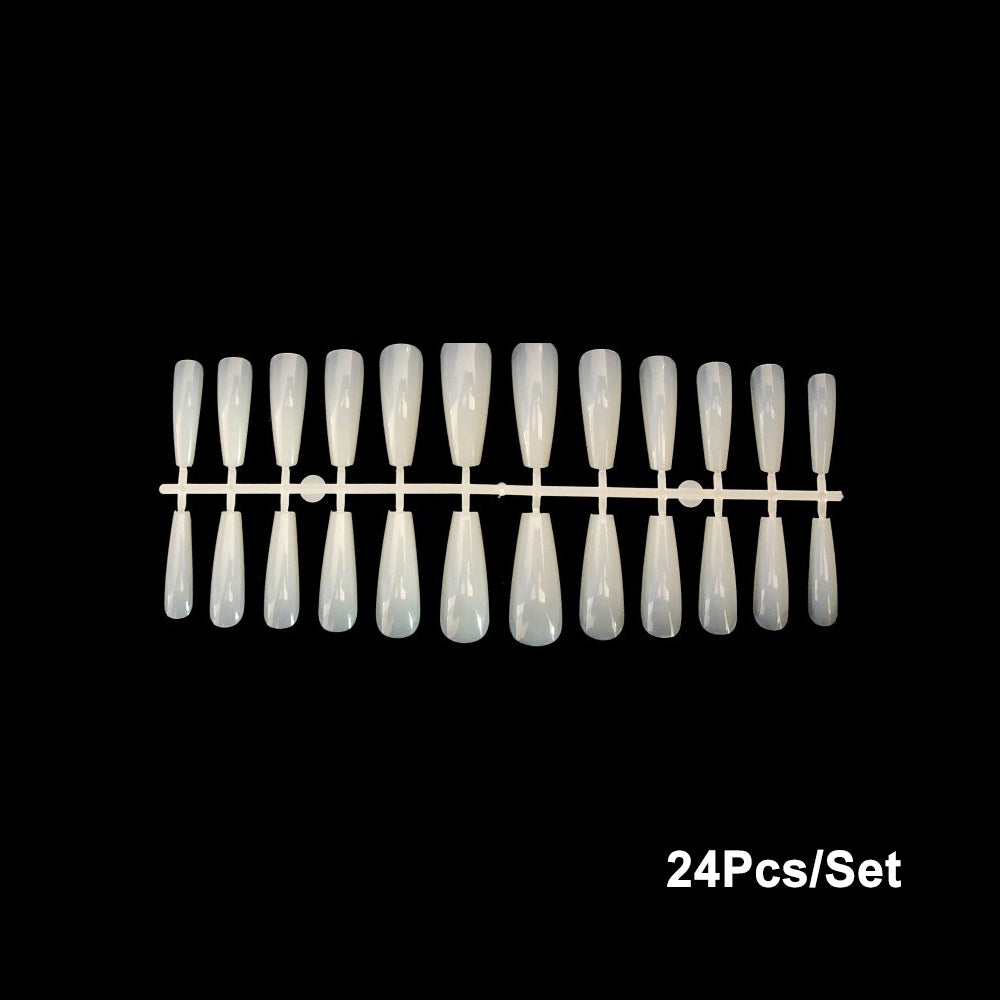 HKM-628627 24 Trapezoidal Long False Ballet Nails for Acrylic, Gel, or Fiberglass Designs