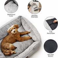 HKM-466451 Medium Dog Bed – Washable Rectangle Dog Bed with Warming Features and Non-Slip Bottom, Suitable for Medium Dogs