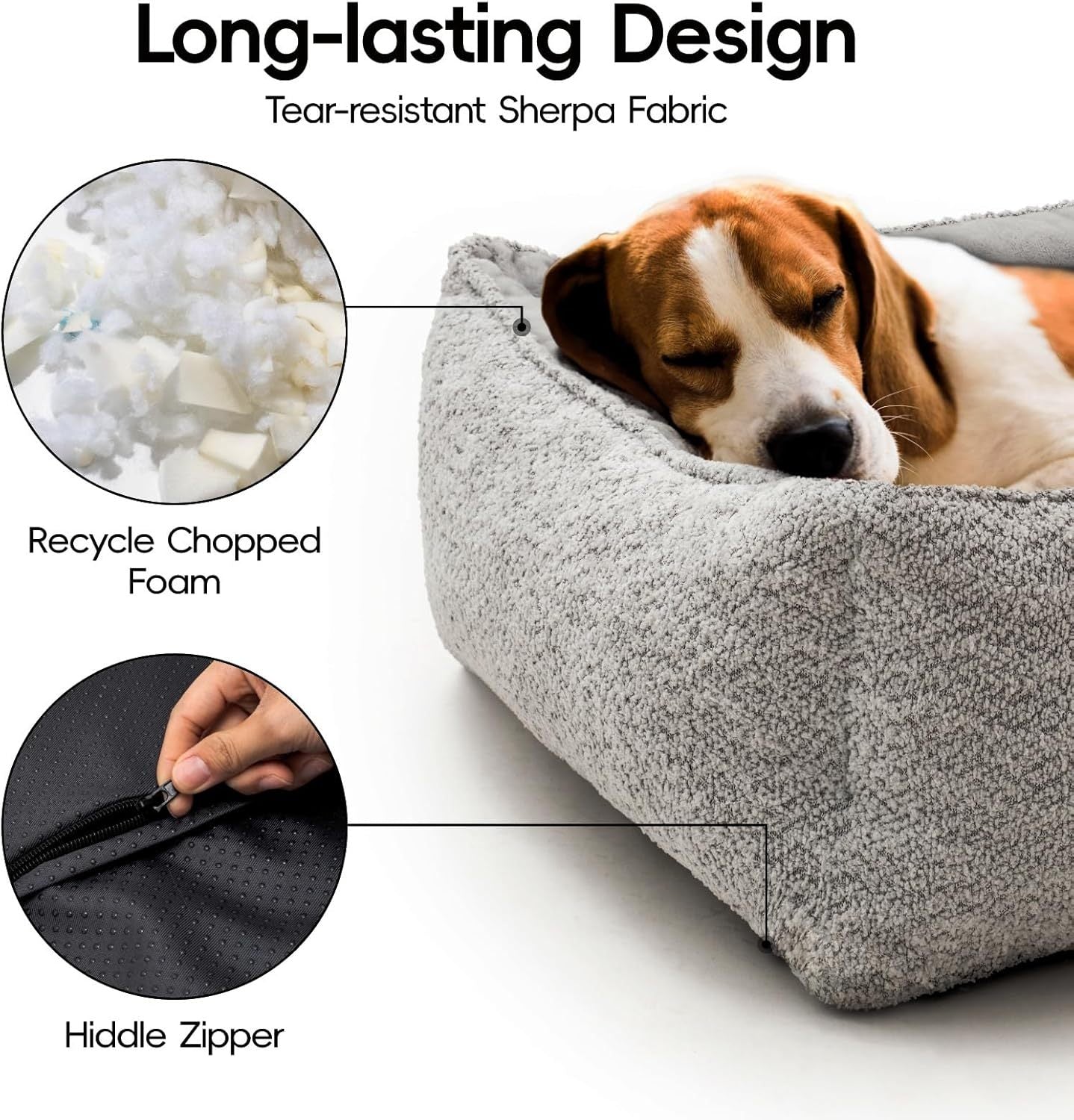 HKM-466451 Medium Dog Bed – Washable Rectangle Dog Bed with Warming Features and Non-Slip Bottom, Suitable for Medium Dogs