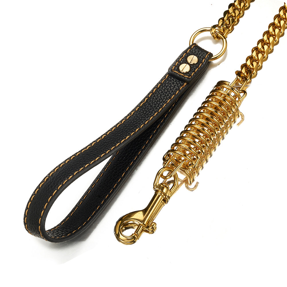 JMT-984778 Stainless Steel Dog Traction Rope - 15mm Wide, 120CM Long, Stylish and Comfortable for Bulldogs