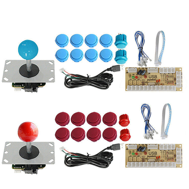 KTX-169555 USB Arcade Joystick DIY Kit with Sanhe Micro Rocker, Chip Board, and Card Buttons