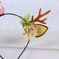 HKM-142803 Festive Little Antler Headband for Adults and Kids - Fabric with Artificial Antlers and Bird