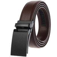 HKM-887699 Men's Leather Ratchet Belt with Automatic Buckle - Stylish and Adjustable Design