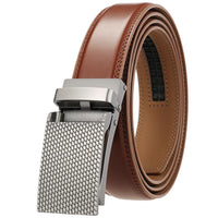 HKM-887699 Men's Leather Ratchet Belt with Automatic Buckle - Stylish and Adjustable Design