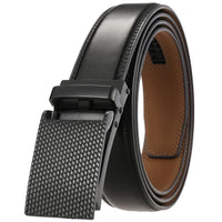 HKM-887699 Men's Leather Ratchet Belt with Automatic Buckle - Stylish and Adjustable Design