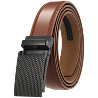 HKM-887699 Men's Leather Ratchet Belt with Automatic Buckle - Stylish and Adjustable Design