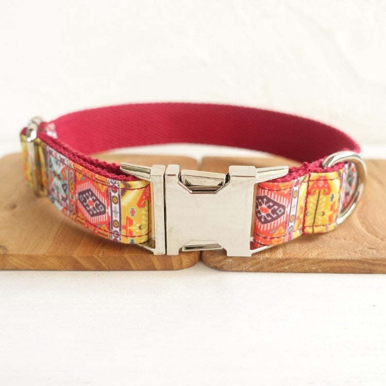 HKM-524627 Adjustable Bohemian Dog Collar with Bell - Durable Polyester, 16-32 cm (6.3-12.6 in) Size Options
