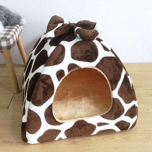 HKM-465299 Dual-Purpose Enclosed Cat and Dog Yurt with Flannel and Sponge for Indoor Comfort