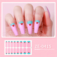 HKM-627475 Ladies Waterproof Nail Art Stickers - Love Heart Designs with Nail File