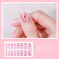 HKM-627475 Ladies Waterproof Nail Art Stickers - Love Heart Designs with Nail File