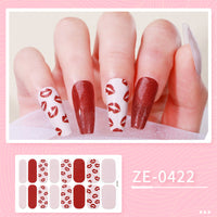 HKM-627475 Ladies Waterproof Nail Art Stickers - Love Heart Designs with Nail File