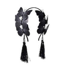 HKM-191379 Gothic Butterfly Headband with Tassels in Black, Made of Durable Plastic and Resin