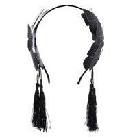 HKM-191379 Gothic Butterfly Headband with Tassels in Black, Made of Durable Plastic and Resin