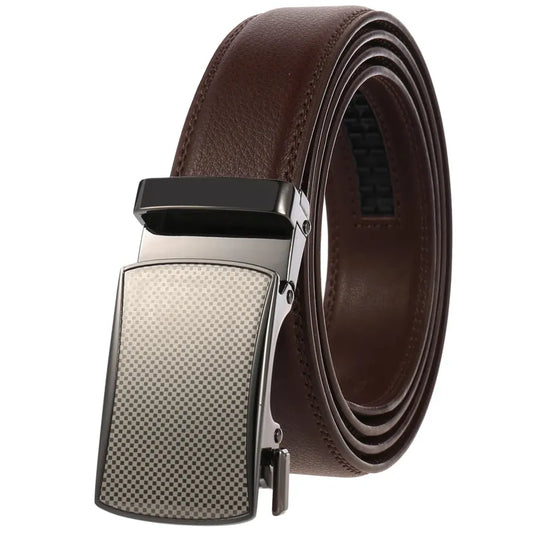 HKM-198419 Automatic Leather Belt with High-End Luxury Buckle for Men - Model LY33-222650-1