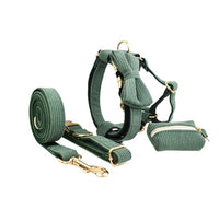 HKM-080531 Soft Fabric Velvet Pet Collar with Leash, Bow, Flower, Vest, and Poop Bag - Scalable Sizes XS to XL