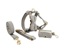 HKM-080531 Soft Fabric Velvet Pet Collar with Leash, Bow, Flower, Vest, and Poop Bag - Scalable Sizes XS to XL