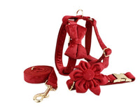 HKM-080531 Soft Fabric Velvet Pet Collar with Leash, Bow, Flower, Vest, and Poop Bag - Scalable Sizes XS to XL