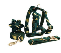 HKM-080531 Soft Fabric Velvet Pet Collar with Leash, Bow, Flower, Vest, and Poop Bag - Scalable Sizes XS to XL