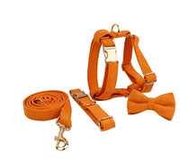 HKM-080531 Soft Fabric Velvet Pet Collar with Leash, Bow, Flower, Vest, and Poop Bag - Scalable Sizes XS to XL