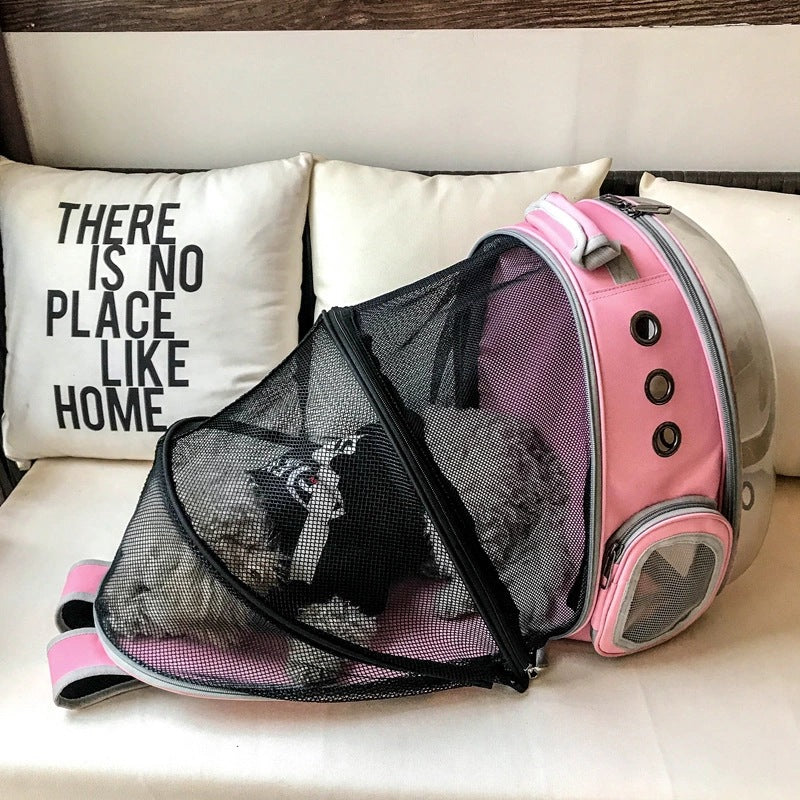 HKM-477331 Breathable Transparent Pet Backpack with Expandable Space for Cats and Small Dogs