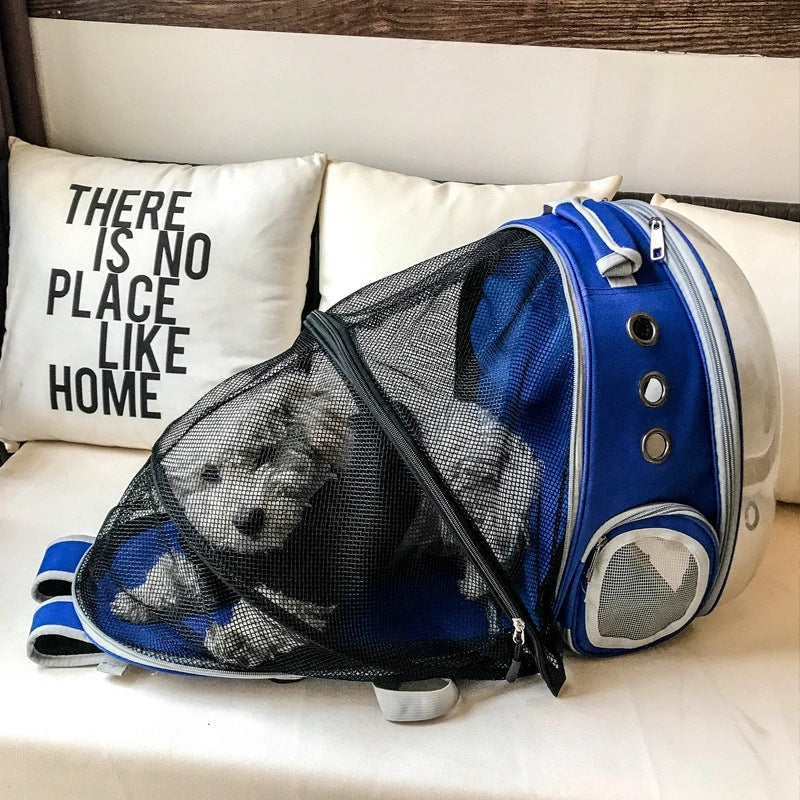 HKM-477331 Breathable Transparent Pet Backpack with Expandable Space for Cats and Small Dogs